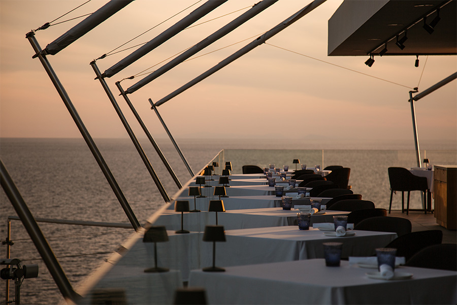 7Pines Ibiza The View restaurant Terrace at sunset 2
