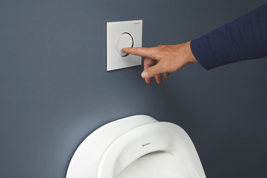 Geberit bedieningsplaat urinoir Type40 round wit glas met hand